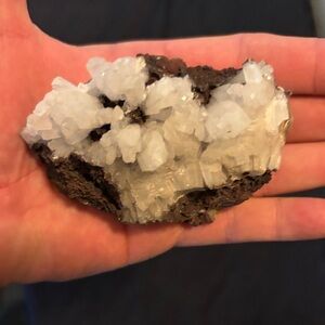 White Crystal Cluster on Brown Rock